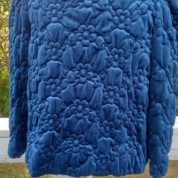 Say-Lu 3pc Velour Lounge Set/PJ's/Sleepwear Midnight Blue Size Large Vintage NWT - Picture 13 of 13